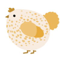 A cream and honey chicken with a speckle pattern