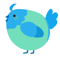 A mint and sky chicken with a head pattern