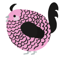 A pink and sable chicken with a lace pattern