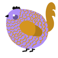 A lilac and ochre chicken with a lace pattern