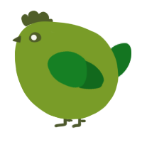 A chartreuse and leaf chicken
