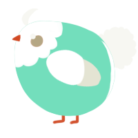 A mint and white chicken with a head pattern