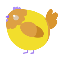 A yellow and orange chicken with a head pattern