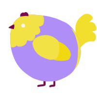 A lilac and yellow chicken with a head pattern