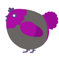 A grey and plum chicken with a head pattern
