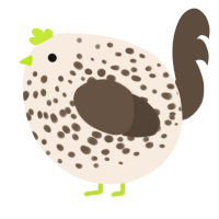 A cream and bark chicken with a speckle pattern