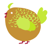 A gold and lime chicken with a half-lace pattern