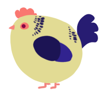 A navy and lemon chicken with a neck-band pattern
