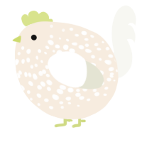 A cream and white chicken with a speckle pattern