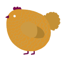 A orange and gold chicken with a lace pattern