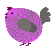 A orchid and grey chicken with a lace pattern
