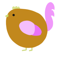 A ochre and lavender chicken