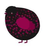 A sable and maroon chicken with a speckle pattern