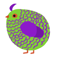 A grass and violet chicken with a lace pattern