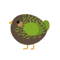 A bark and chartreuse chicken with a half-lace pattern
