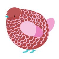A red and pink chicken with a lace pattern