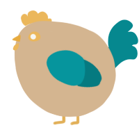 A beige and teal chicken