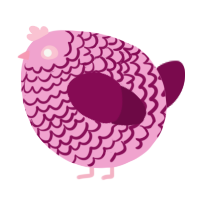 A pink and wine chicken with a lace pattern