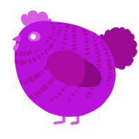 A amethyst and plum chicken with a bar pattern