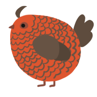 A vermilion and bark chicken with a lace pattern
