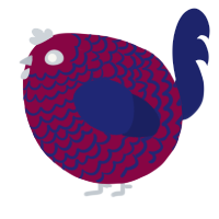 A maroon and navy chicken with a lace pattern