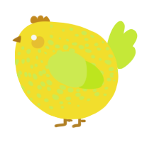 A yellow and lime chicken with a speckle pattern