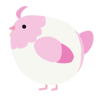 A white and pink chicken with a head pattern