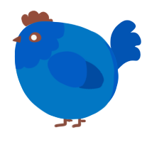 A sapphire and ultramarine chicken with a head pattern