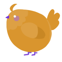 A orange chicken with a head pattern