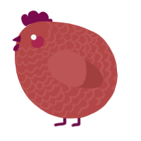 A red chicken with a lace pattern