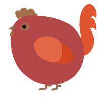A red and vermilion chicken