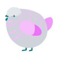 A mist and lavender chicken with a bar pattern