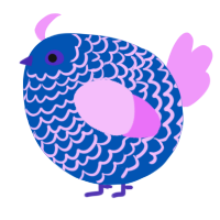 A ultramarine and lavender chicken with a lace pattern