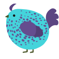 A aqua and overcast chicken with a speckle pattern