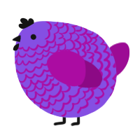 A blurple and plum chicken with a lace pattern