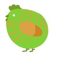A grass and orange chicken with a bar pattern