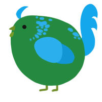 A viridian and sky chicken with a neck-speckle pattern