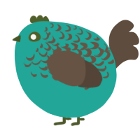 A turquoise and bark chicken with a half-lace pattern