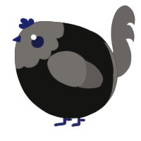 A black and grey chicken with a head pattern