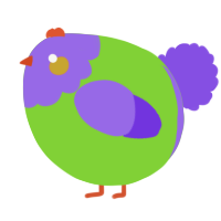 A grass and blurple chicken with a head pattern
