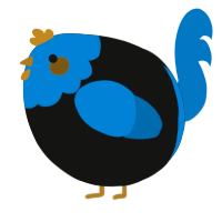 A black and sapphire chicken with a head pattern