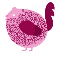 A pink and maroon chicken with a double-lace pattern