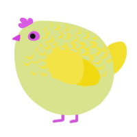 A lemon and yellow chicken with a half-lace pattern