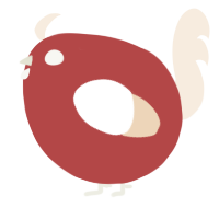 A red and cream chicken