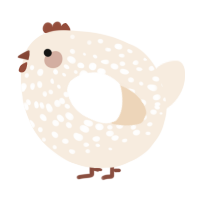 A cream chicken with a speckle pattern
