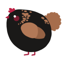 A sable and brown chicken with a neck-speckle pattern