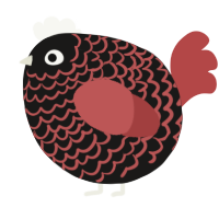 A sable and red chicken with a lace pattern