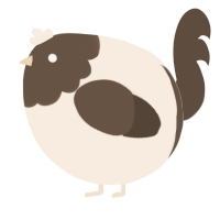 A cream and bark chicken with a head pattern