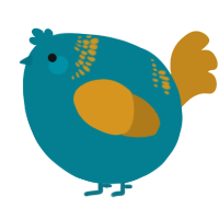 A sea and ochre chicken with a neck-band pattern