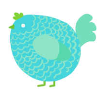 A aqua and mint chicken with a lace pattern